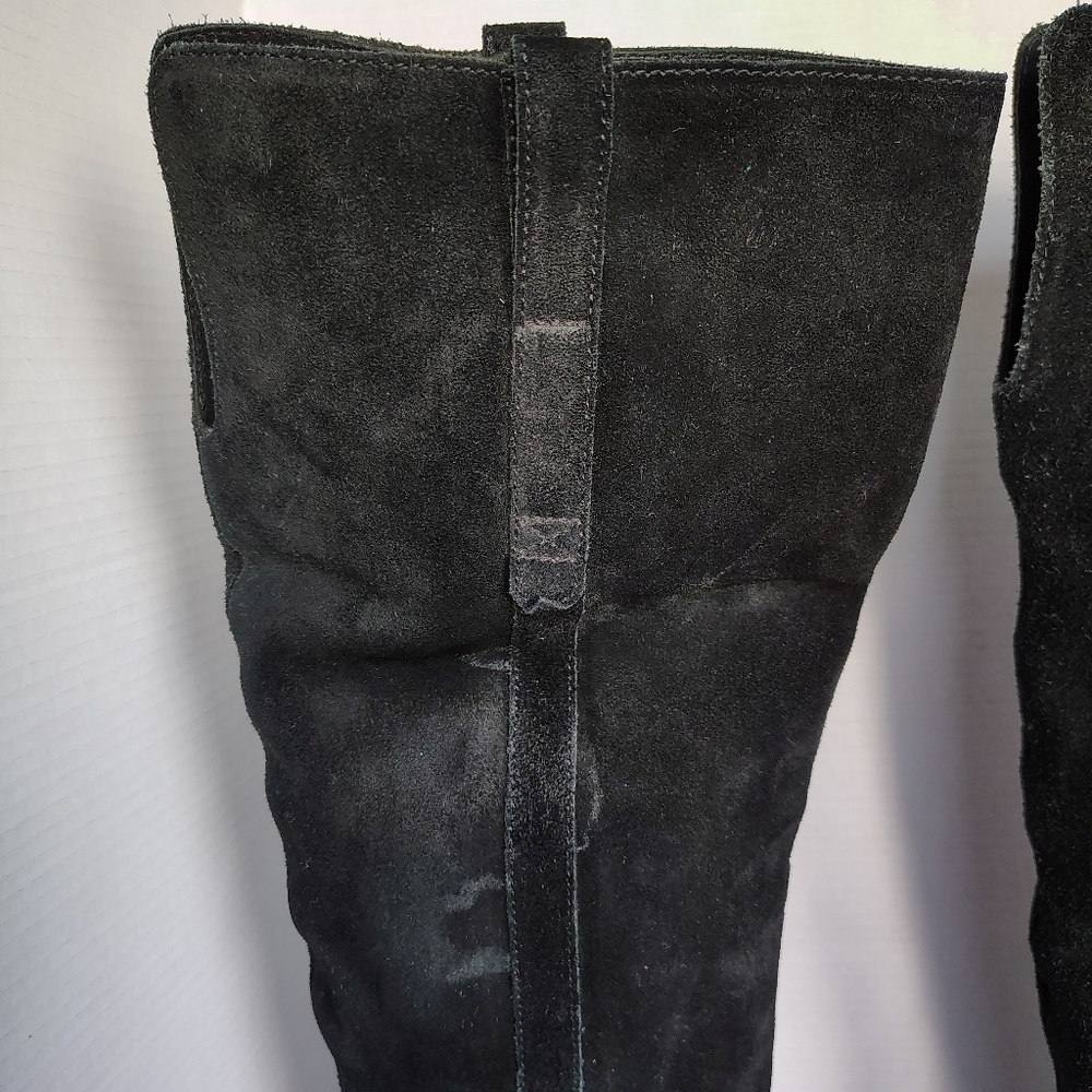 Madewell Jimi Over the Knee Suede Leather Boots Black 9.5 Stacked Heel Boots - Picture 8 of 17